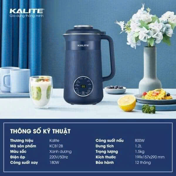 MÁY LÀM SỮA HẠT MINI DUNG TÍCH 1.2L KALITE KCB12B