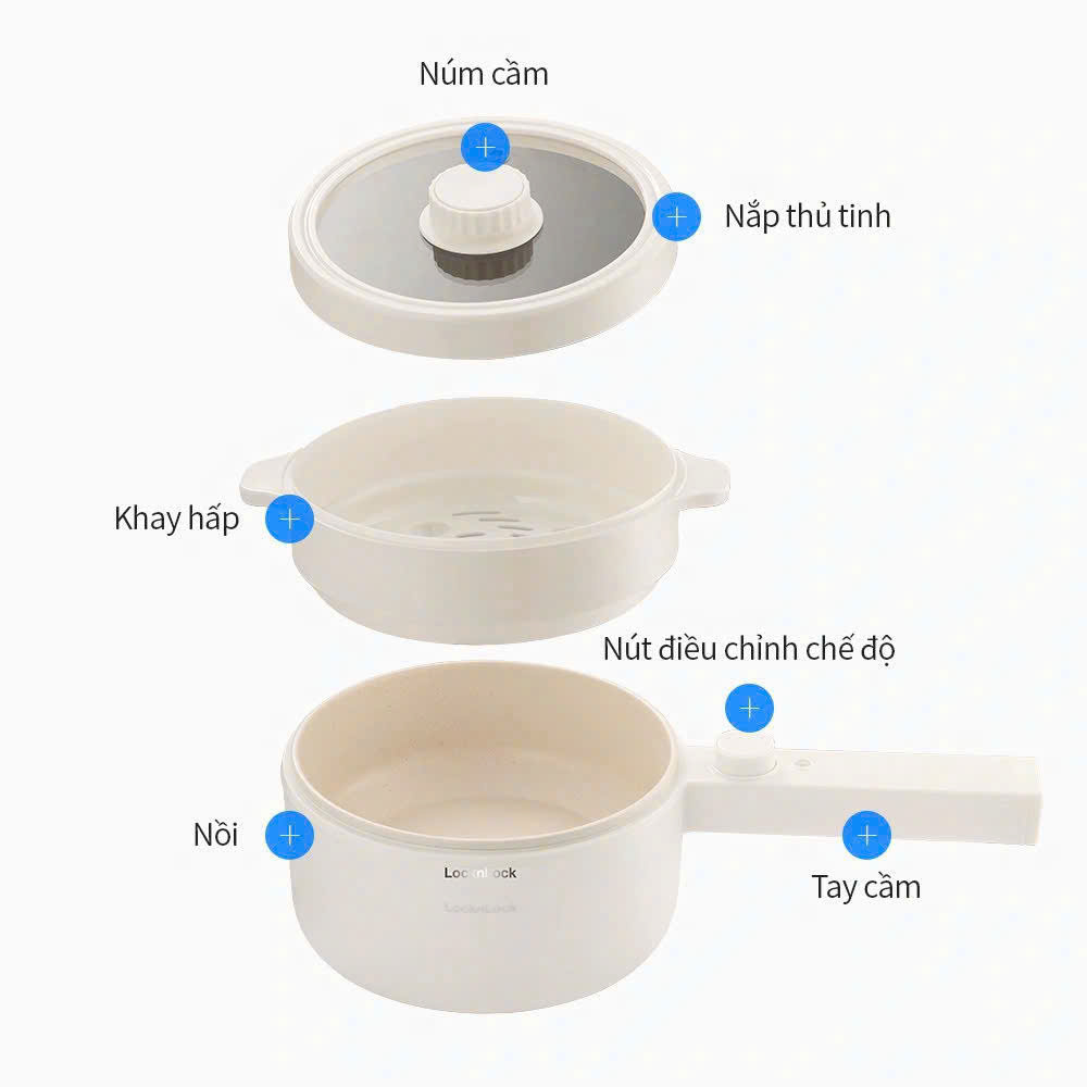 Nồi Điện Đa Năng Chống Dính Locknlock EJP436IVY 1.5L - Màu ngà EJP436