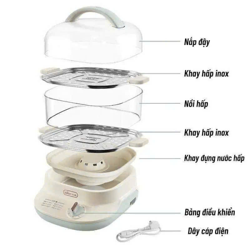 Nồi hấp điện 2 tầng  đa năng bear DZG-C60W9 dung tích 6L BẾP NHÀ BEAR
