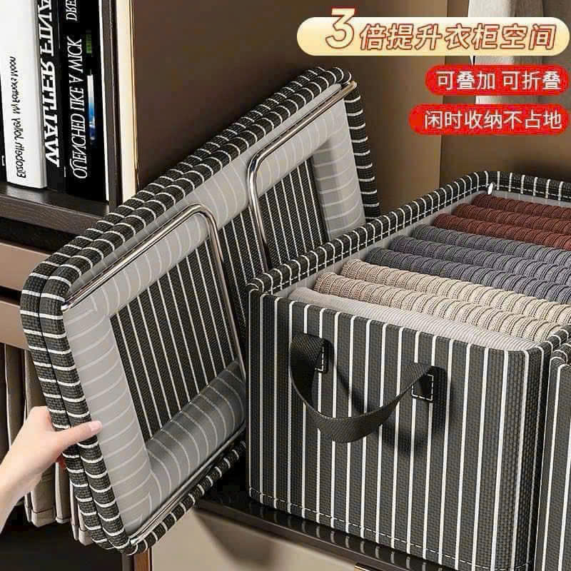 Set 3 túi vải kẻ khung thép KLC126