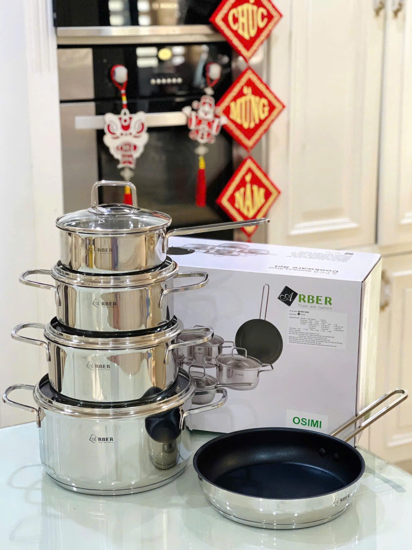 BỘ NỒI ARBER OSIMI 3 ĐÁY 5 MÓN