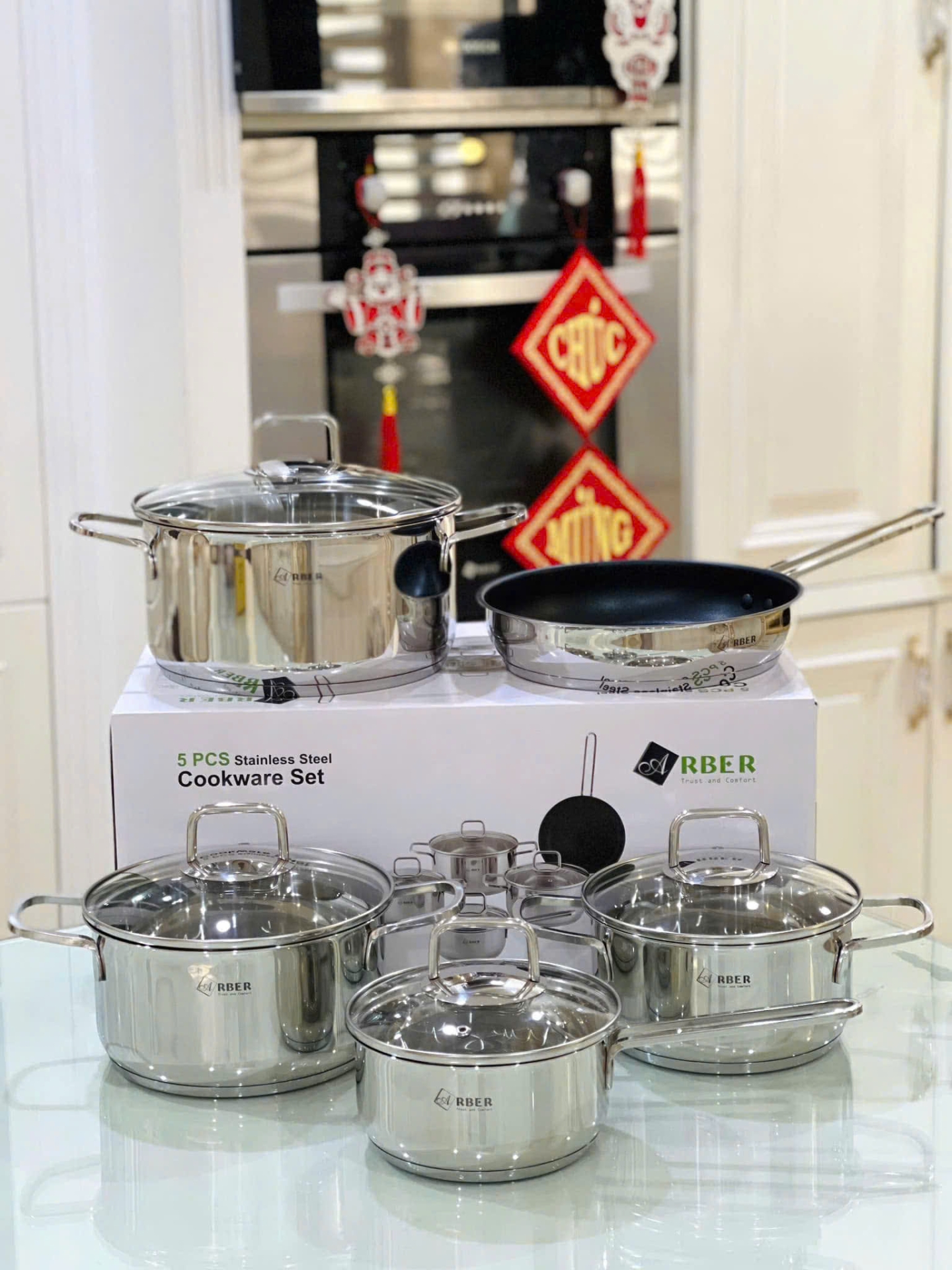 BỘ NỒI ARBER OSIMI 3 ĐÁY 5 MÓN