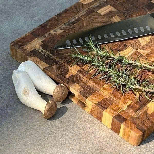 THỚT GỖ ĐẦU CÂY CHỮ NHẬT TEAK KAIYO DC04 (mã 5113) DẦY 3.8cm - dùng để chặt