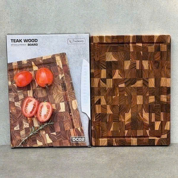 THỚT GỖ ĐẦU CÂY CHỮ NHẬT TEAK KAIYO DC04 (mã 5113) DẦY 3.8cm - dùng để chặt