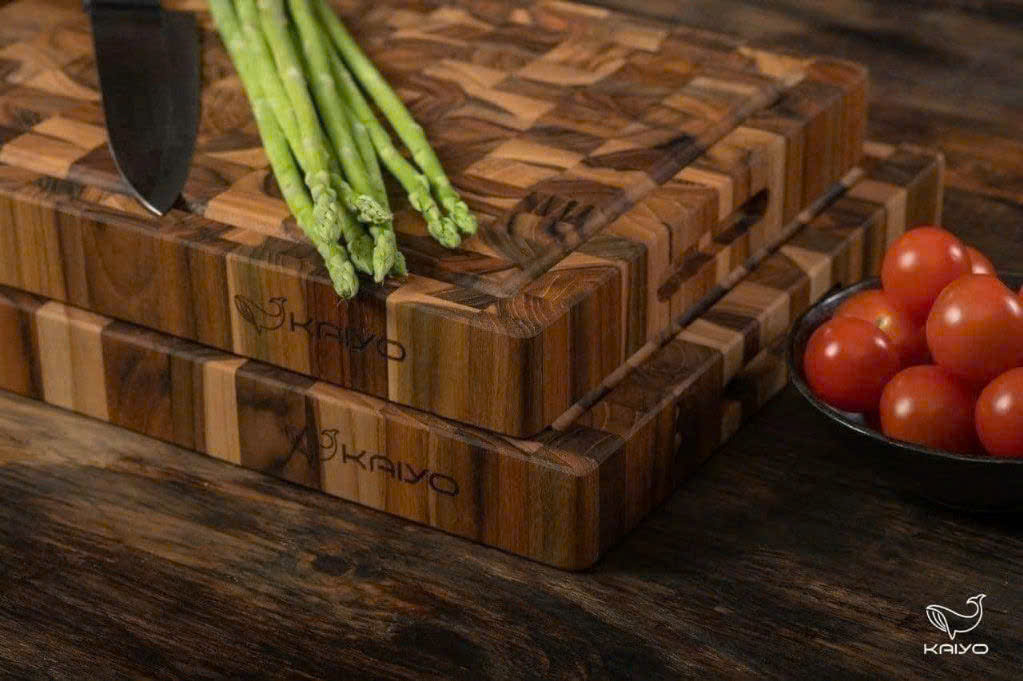 THỚT GỖ ĐẦU CÂY CHỮ NHẬT TEAK KAIYO DC04 (mã 5113) DẦY 3.8cm - dùng để chặt