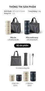 LHC8052S02-Bộ hộp cơm giữ nhiệt Lock&Lock Pump Vacuum Lunch Box (300ml*2, 500ml*1, bộ đũa và thìa, túi)