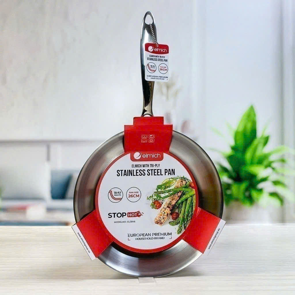 Chảo nông lòng Elmich Trimax INOX Đúc Nguyên Khối size 20-24-26cm hàng châu Âu, giá Việt Nam