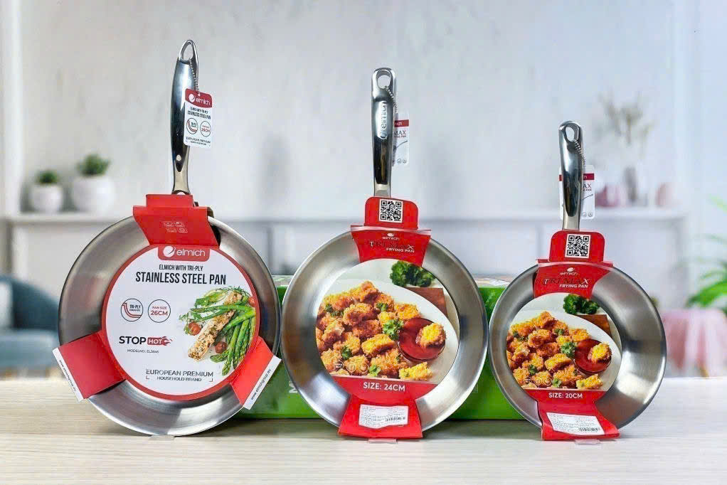 Chảo nông lòng Elmich Trimax INOX Đúc Nguyên Khối size 20-24-26cm hàng châu Âu, giá Việt Nam