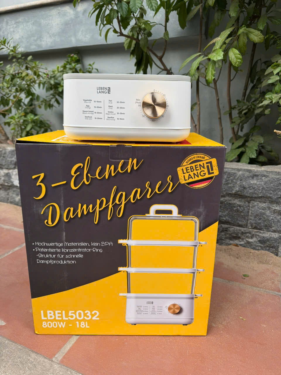 Nồi hấp điện 3 tầng 800W- 18L - Lebenlang LBEL5032