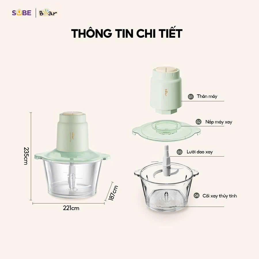 MÁY XAY THỊT 1.8L BEAR SB-MX20A