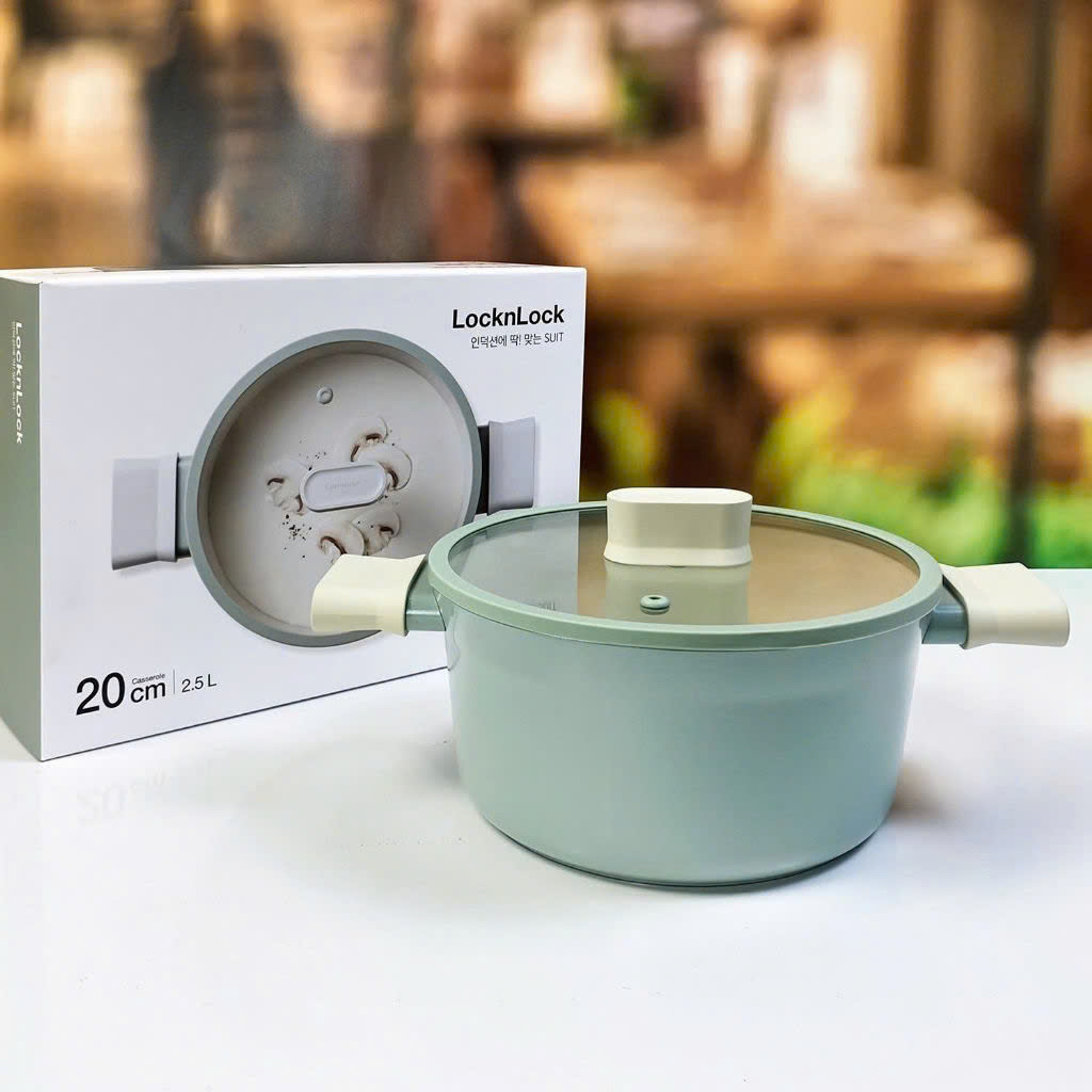 Nồi Suit LocknLock lòng Ceramic Pure CSU1202, CSU1222 và CSU1242 đáy từ