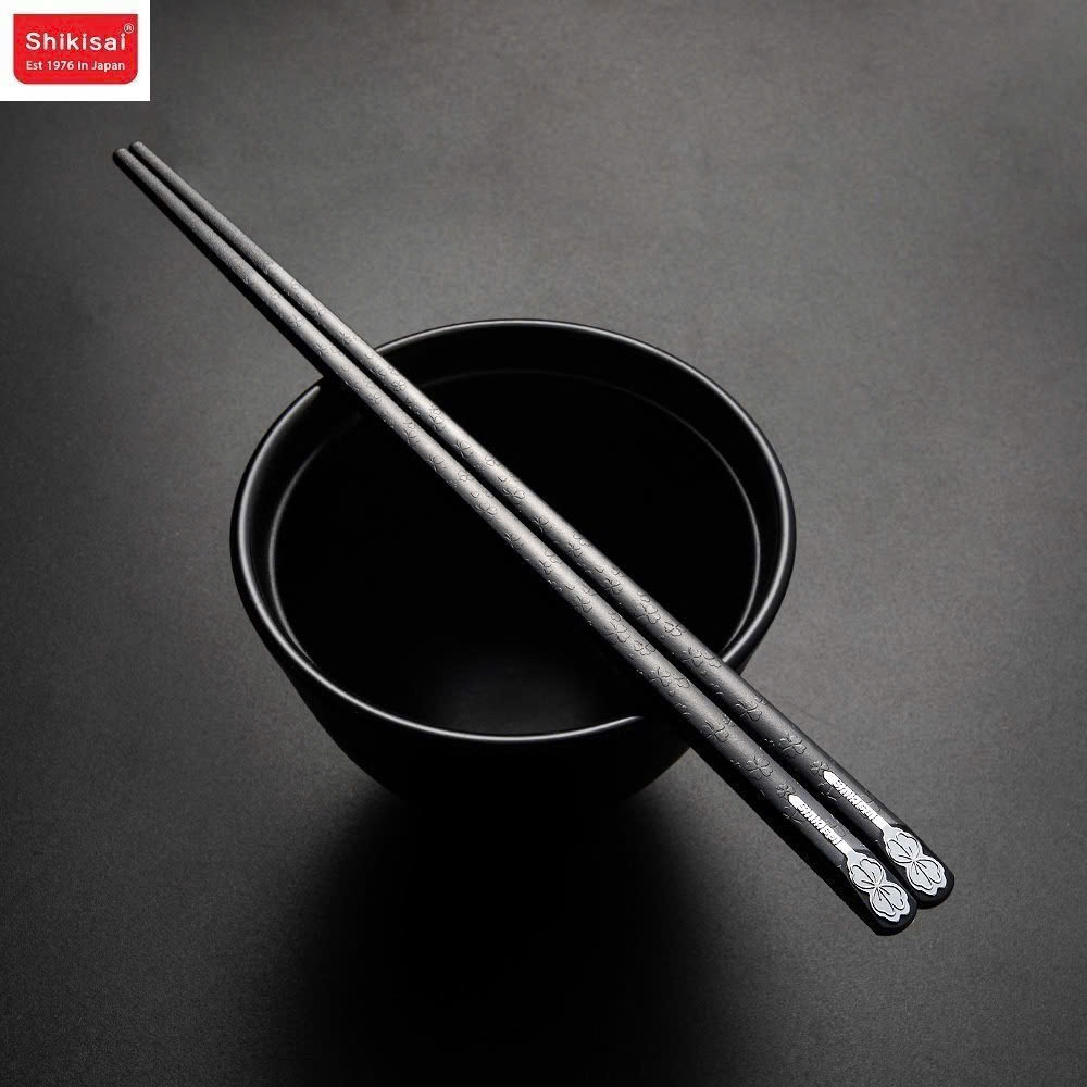 Set 5 đôi đũa Nhật sợi thuỷ tinh mẫu CỎ 4 LÁ SHIKISAI