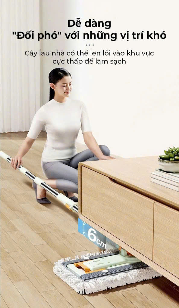 DZA336 - Bộ cây lau nhà thông minh 360 độ Dozzi KÈM 4 BÔNG LAU