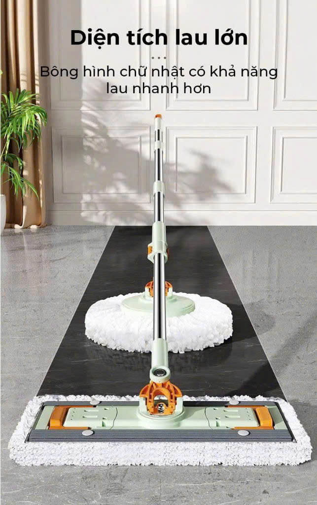 DZA336 - Bộ cây lau nhà thông minh 360 độ Dozzi KÈM 4 BÔNG LAU