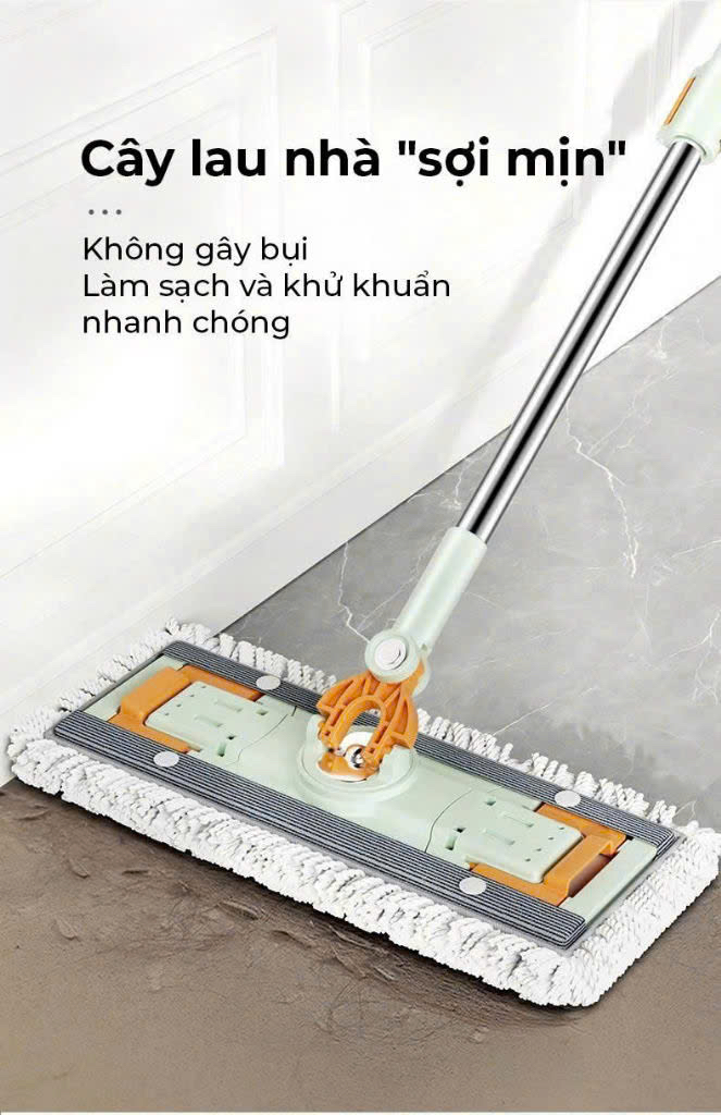 DZA336 - Bộ cây lau nhà thông minh 360 độ Dozzi KÈM 4 BÔNG LAU