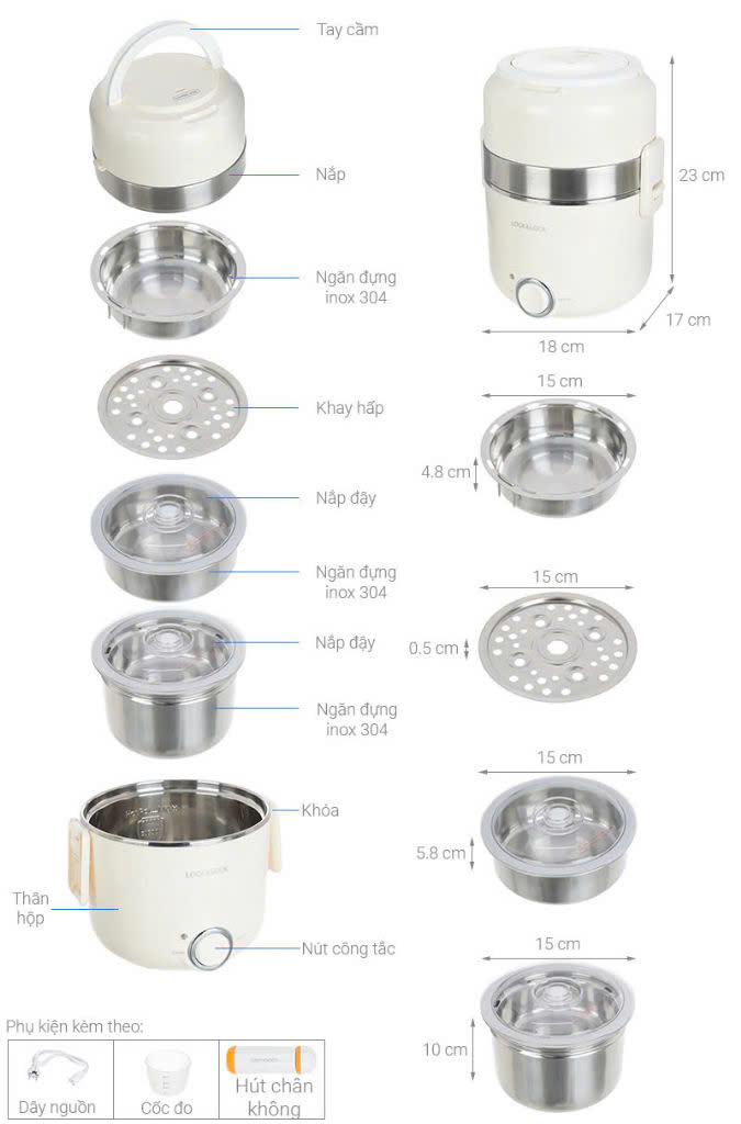 EJR226IVY-Hộp cơm điện Lock&Lock màu ngà 2L