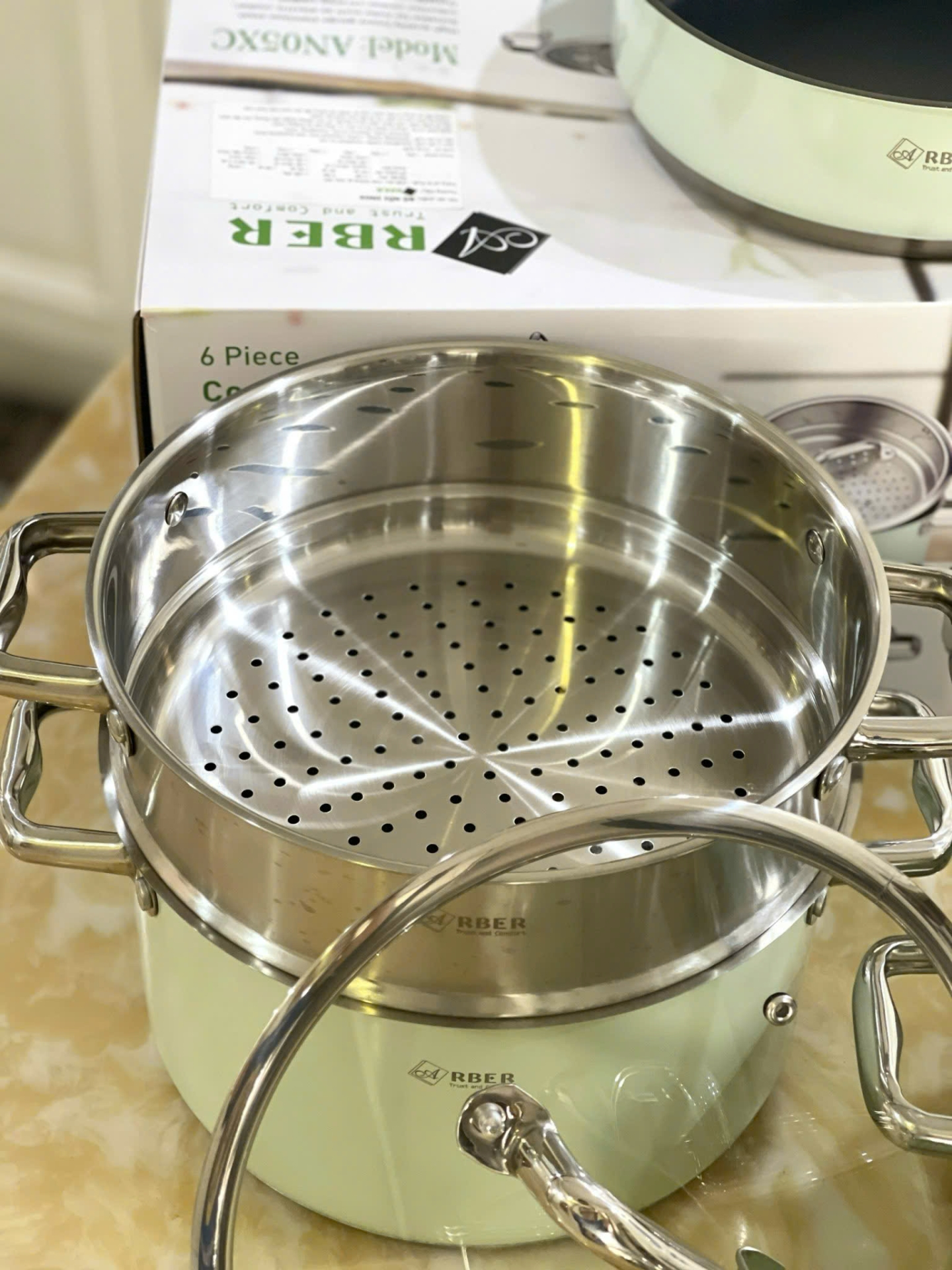 BỘ NỒI 5 MÓN ARBER AN05XC ĐẦY ĐỦ NỒI CHẢO TỪ TO TỚI NHỎ