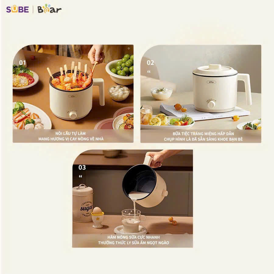 nồi điện đa năng Bear 1.2L MC-4H16H