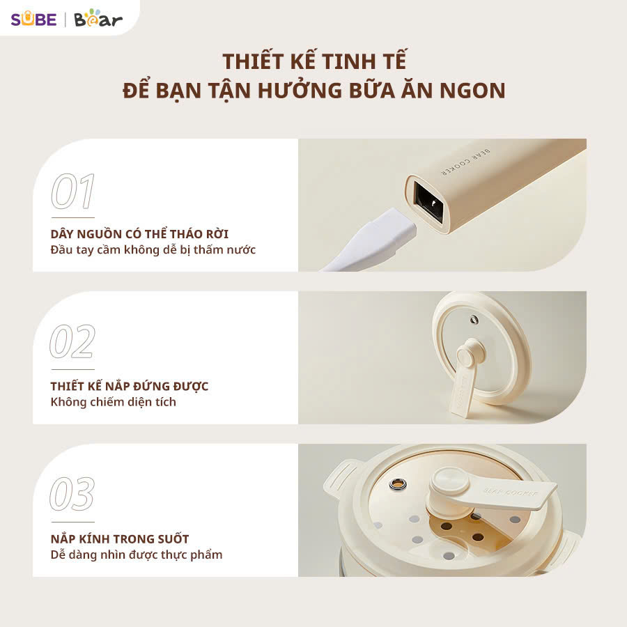 Nồi điện đa năng Bear 1.6L MC-4H16F
