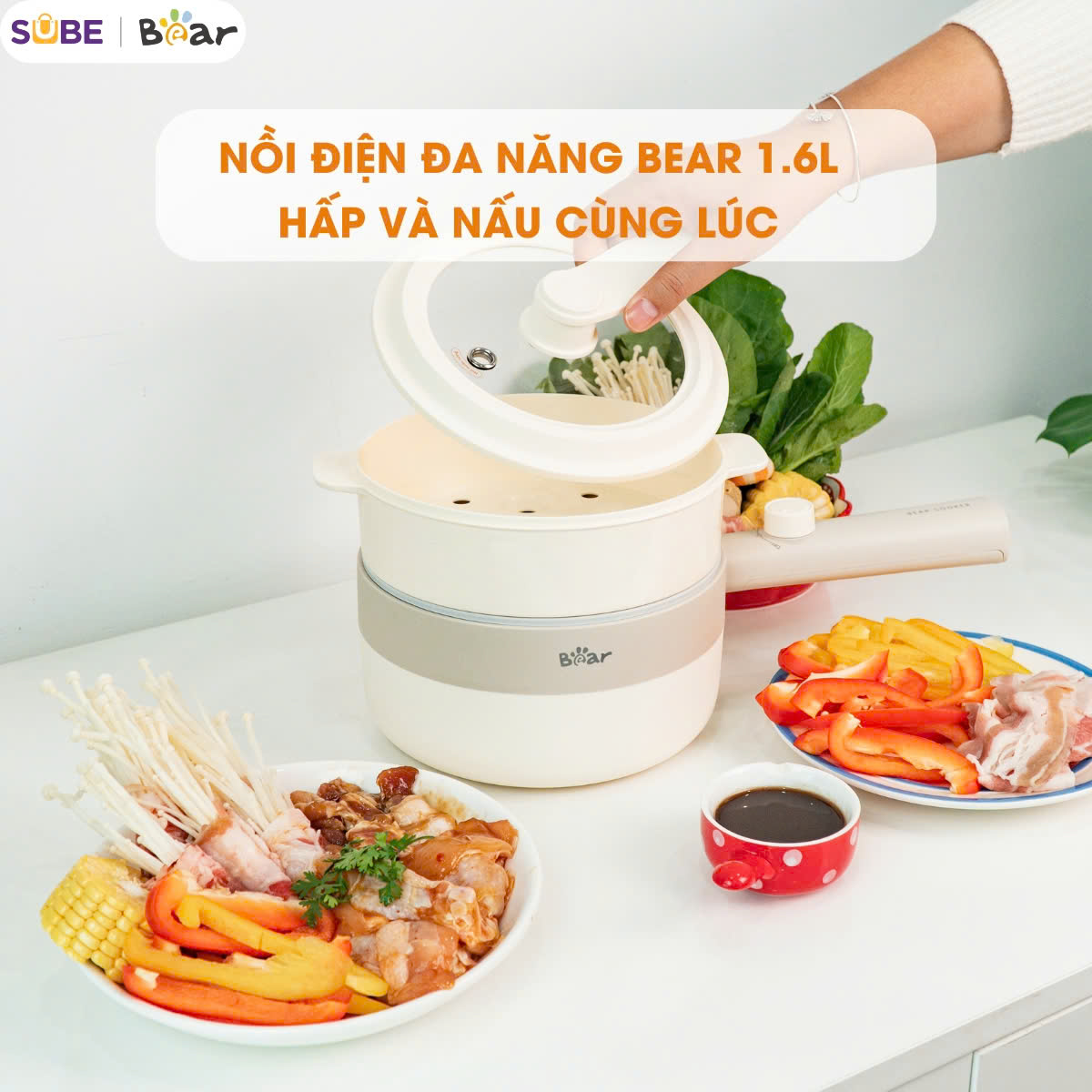 Nồi điện đa năng Bear 1.6L MC-4H16F