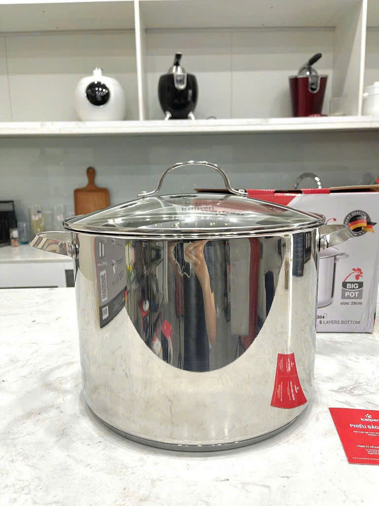 NỒI LUỘC GÀ INOX 304 CAO CẤP 5 ĐÁY KALPEN LERMAT 28CM