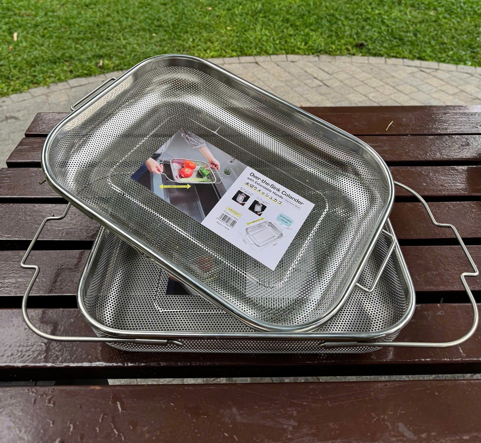 Rổ inox gác bồn rửa điều chỉnh độ dài Kaiyo