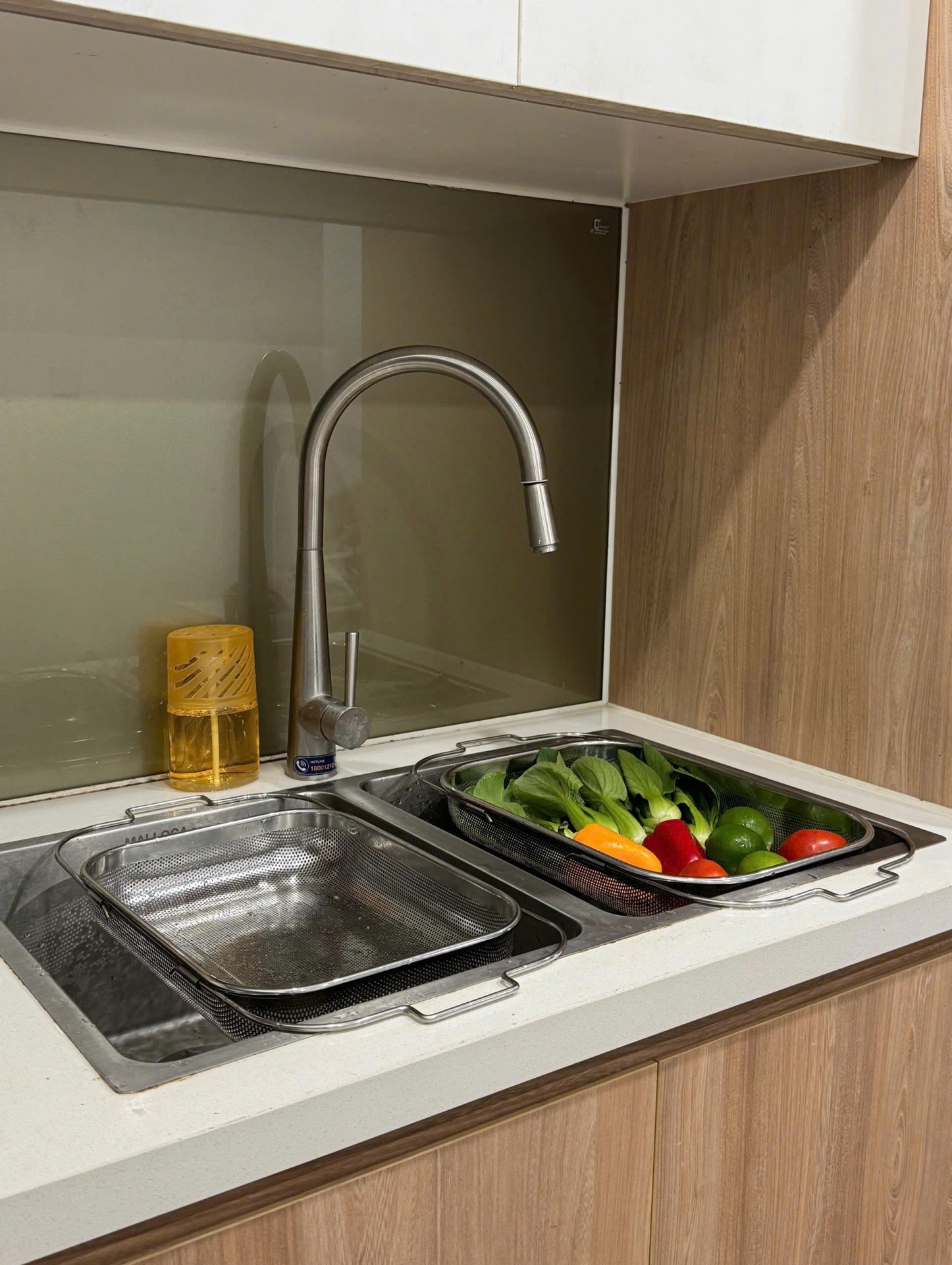 Rổ inox gác bồn rửa điều chỉnh độ dài Kaiyo