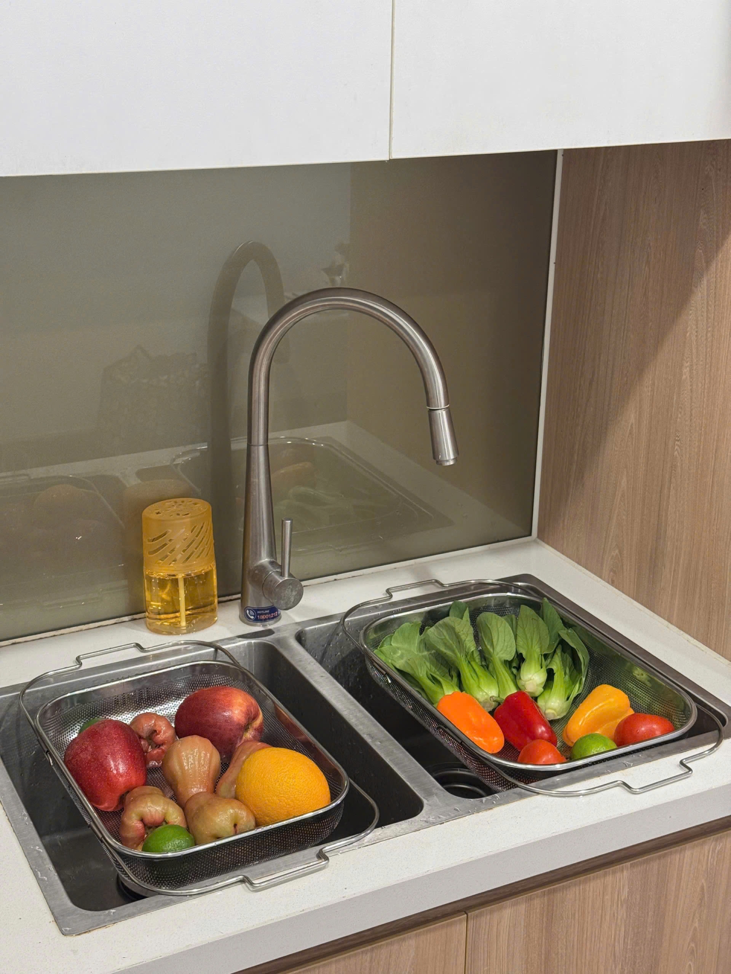 Rổ inox gác bồn rửa điều chỉnh độ dài Kaiyo