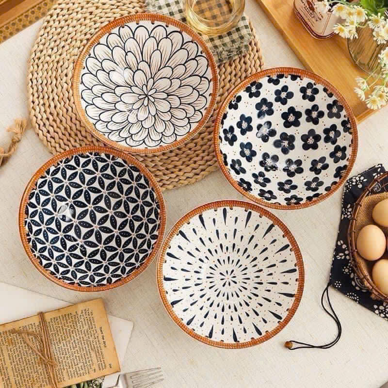SET 4 BÁT TÔ HOẠ TIẾT NHẬT CAO CẤP