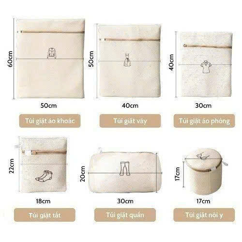 SET TÚI LƯỚI GIẶT ĐỒ 6 MÓN 3 LỚP CAO CẤP