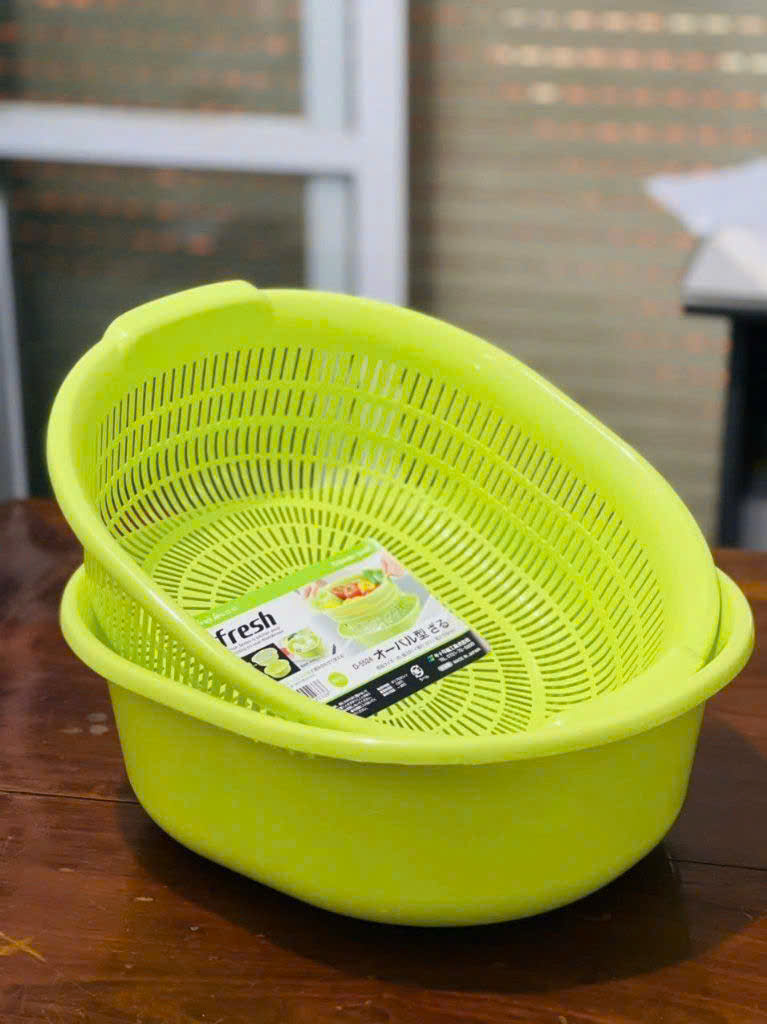BỘ RỔ NHỰA KÈM CHẬU 5,3L NHẬT BẢN (màu xanh lá)