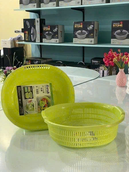BỘ RỔ NHỰA KÈM CHẬU 5,3L NHẬT BẢN (màu xanh lá)