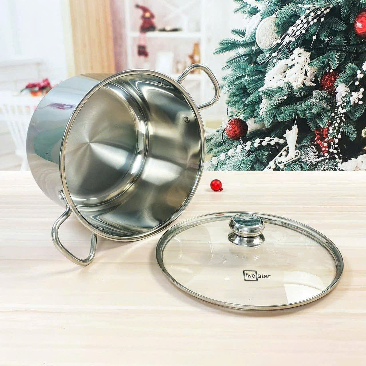 Nồi luộc gà Inox 304 thân cao 3 đáy Fivestar Plus 28cm