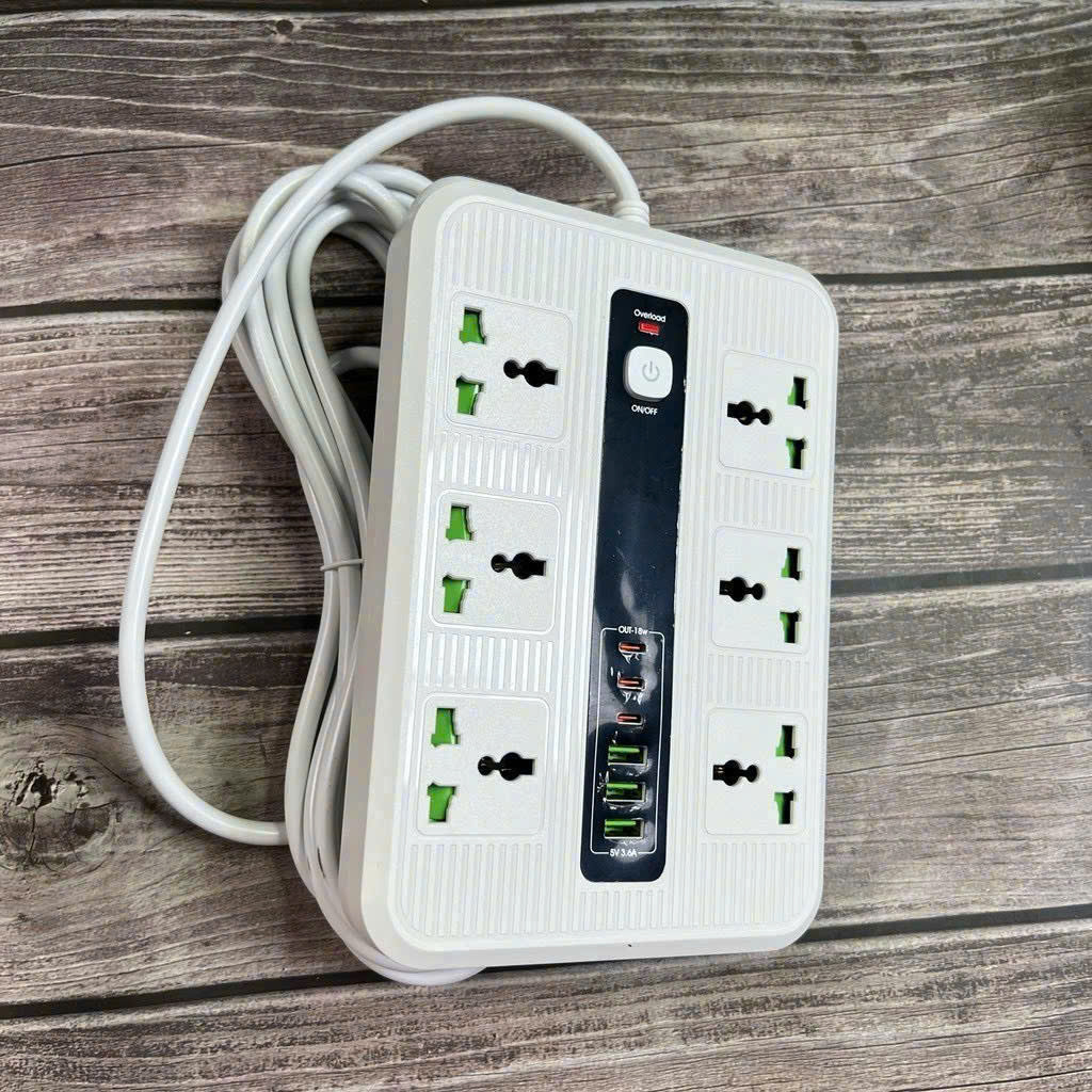 Ổ điện đa năng 6 ổ cắm lại còn cộng thêm 3 cổng USb