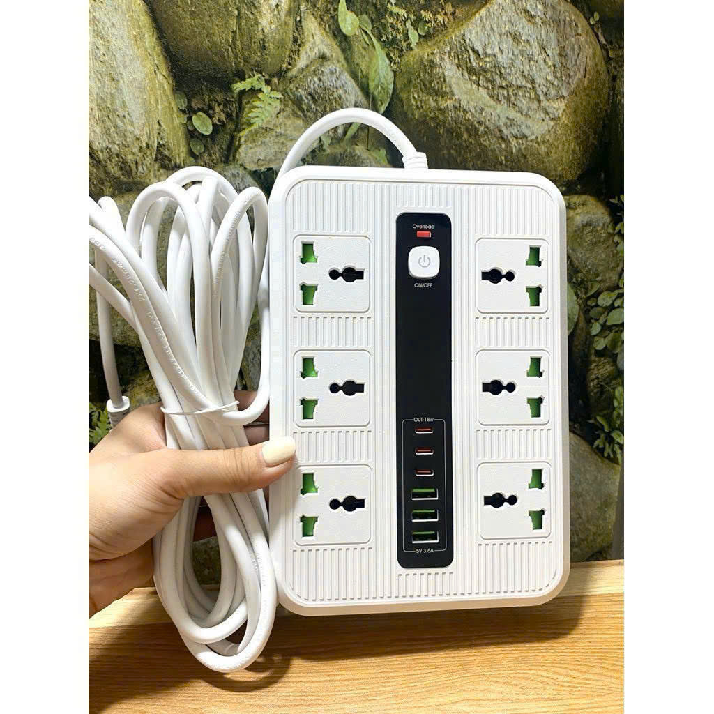 Ổ điện đa năng 6 ổ cắm lại còn cộng thêm 3 cổng USb