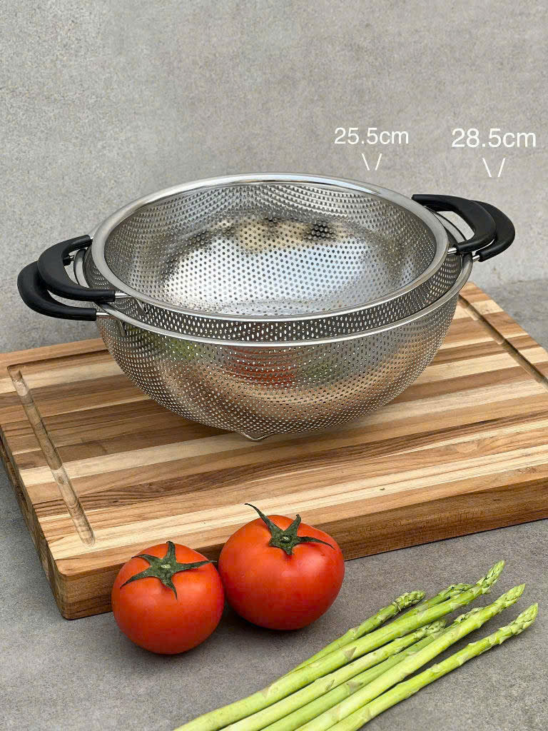 Rổ inox liền khối 2 tay cầm có chân Kaiyo