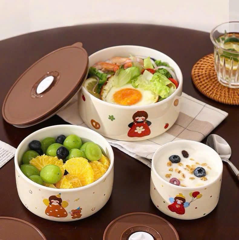 SET 3 BÁT SỨ CÓ NẮP ĐẬY