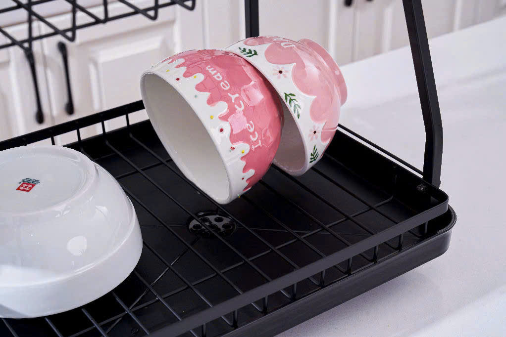 Giá úp bát 2 tầng có khay hứng thoát nước mọi hướng Kaiyo