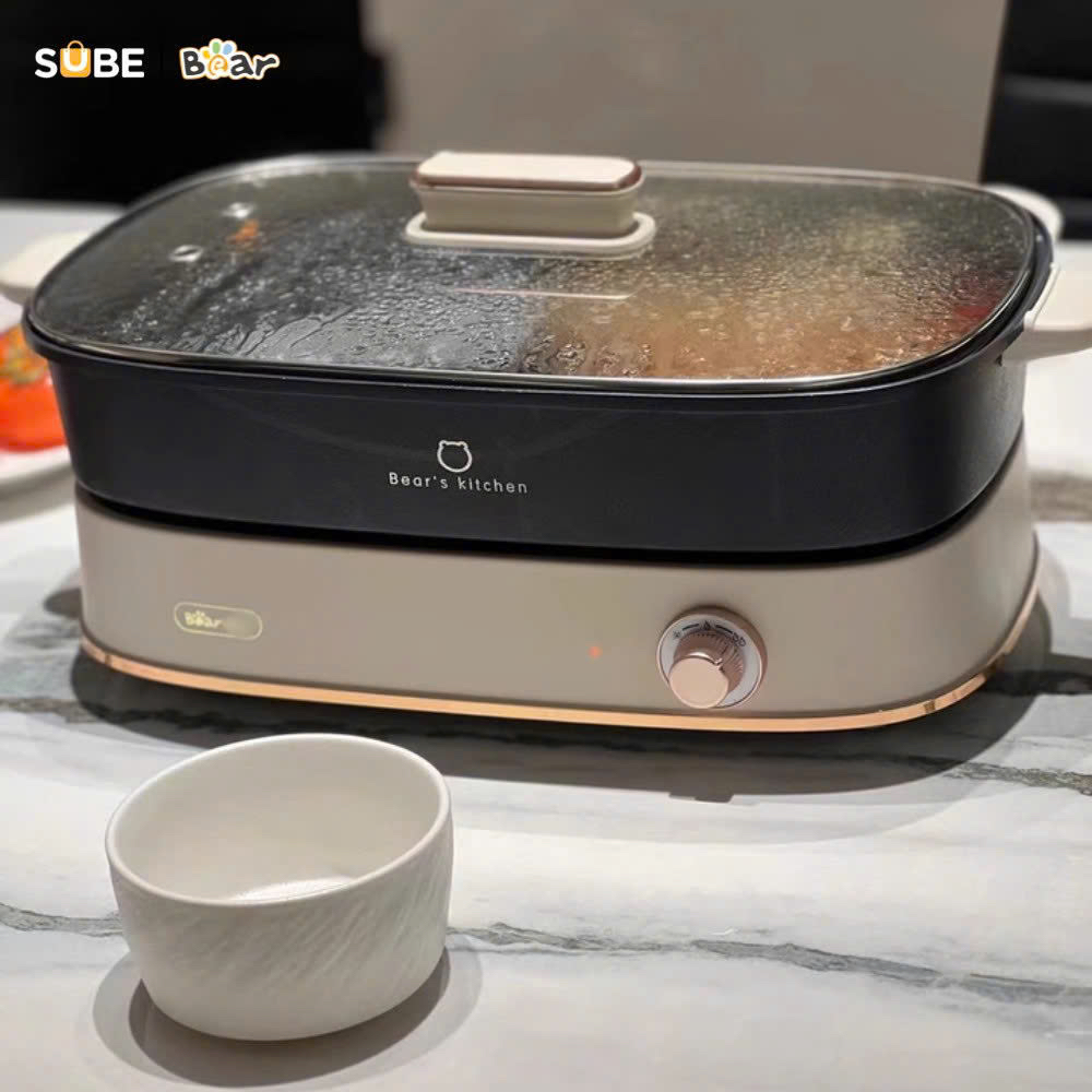 Nồi lẩu nướng 2 khay đa năng Bear SB-NL45K, dung tích 4.5L
