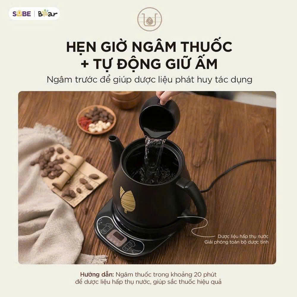 Ấm Sắc Thuốc Bear 4L HTM-4H40X - Màu Đen