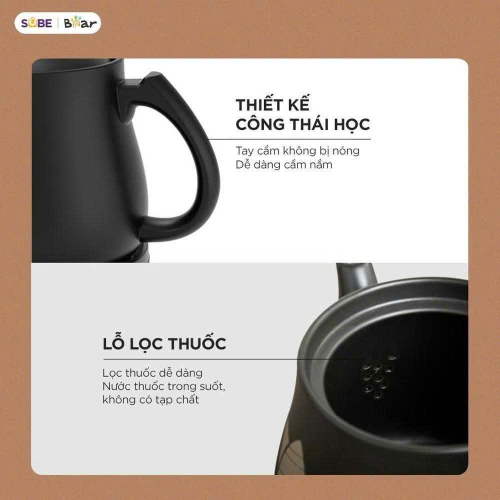 Ấm Sắc Thuốc Bear 4L HTM-4H40X - Màu Đen