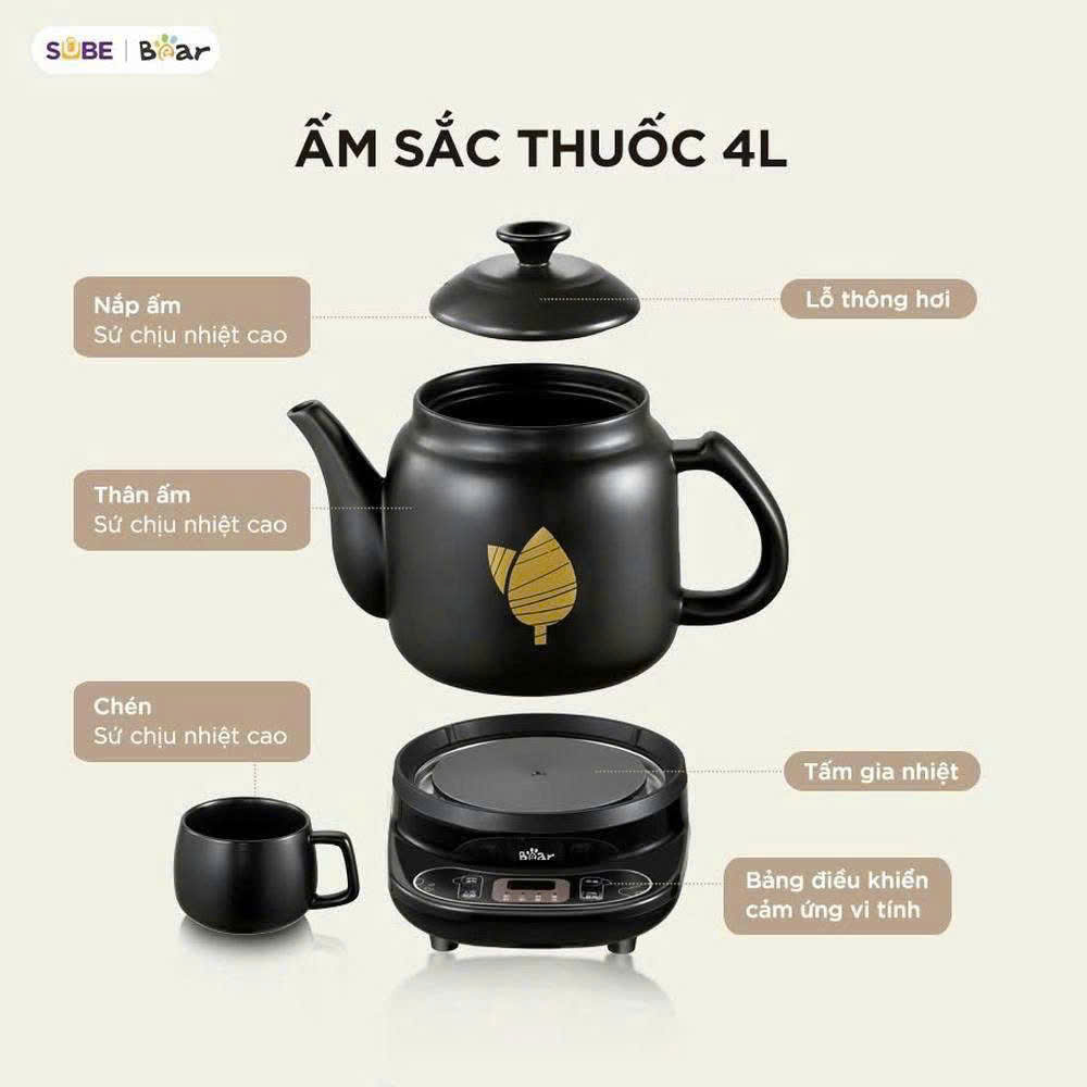 Ấm Sắc Thuốc Bear 4L HTM-4H40X - Màu Đen