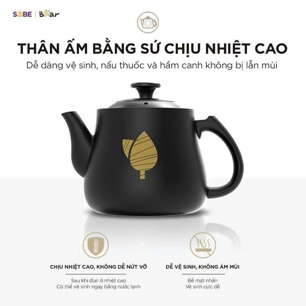 Ấm Sắc Thuốc Bear 4L HTM-4H40X - Màu Đen
