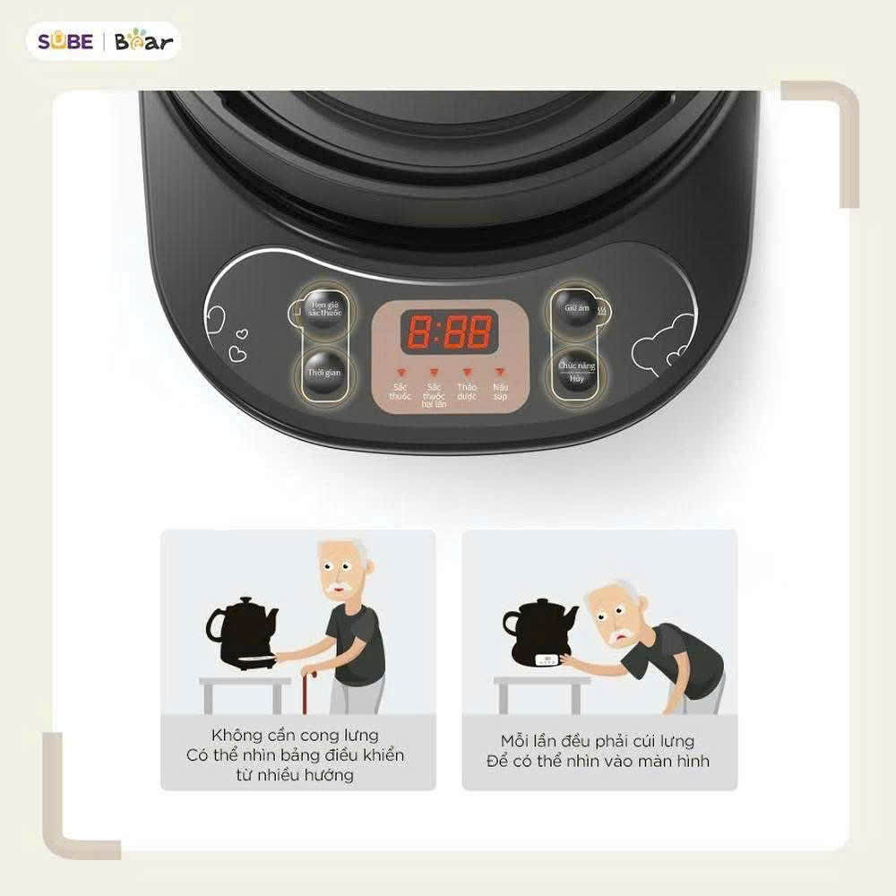 Ấm Sắc Thuốc Bear 4L HTM-4H40X - Màu Đen