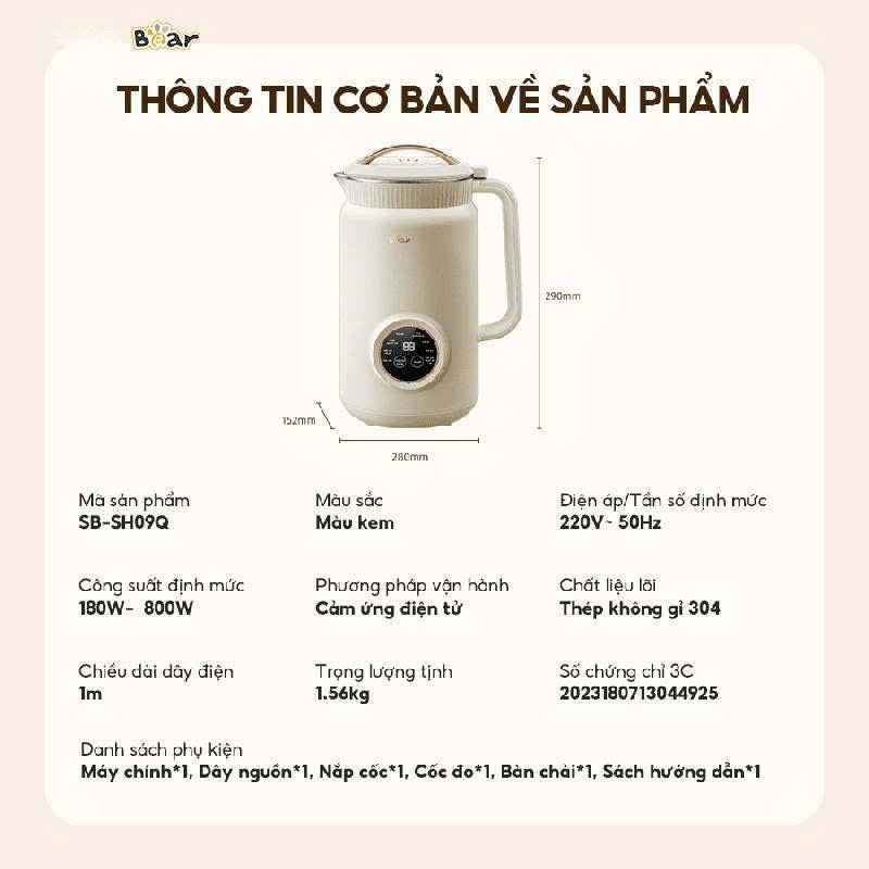 Máy làm sữa hạt Bear 1L SB-SH09Q