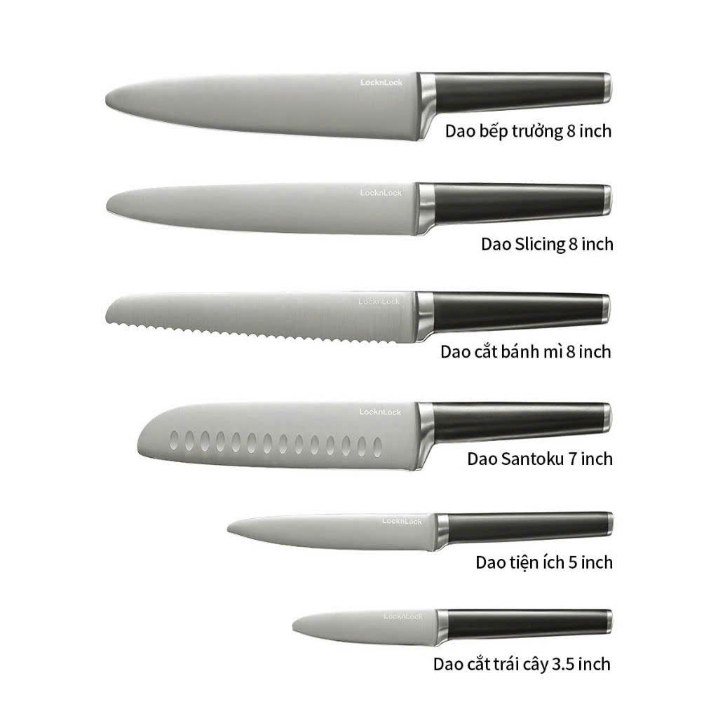 CKK804-Bộ 6 dao kèm giá đỡ từ LocknLock Magnetic Knife Set CKK804 bằng thép không gỉ