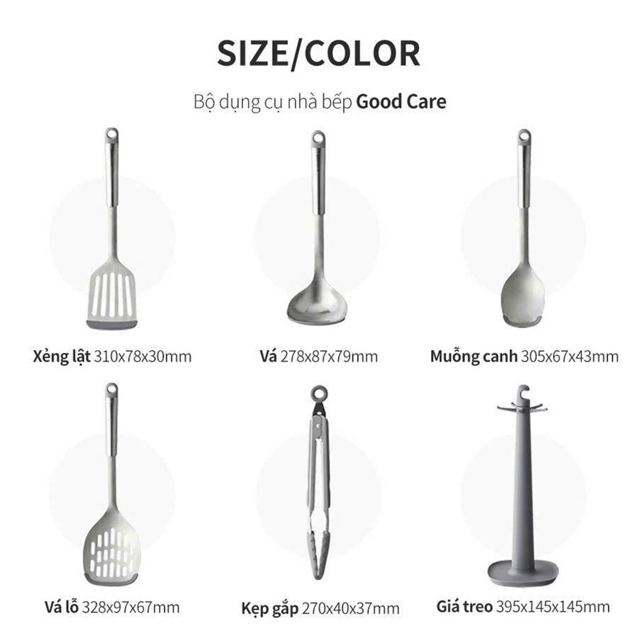 CKT330S01-Bộ dụng cụ nhà bếp 6 món Lock&Lock Kitchen Tools Set - màu xám