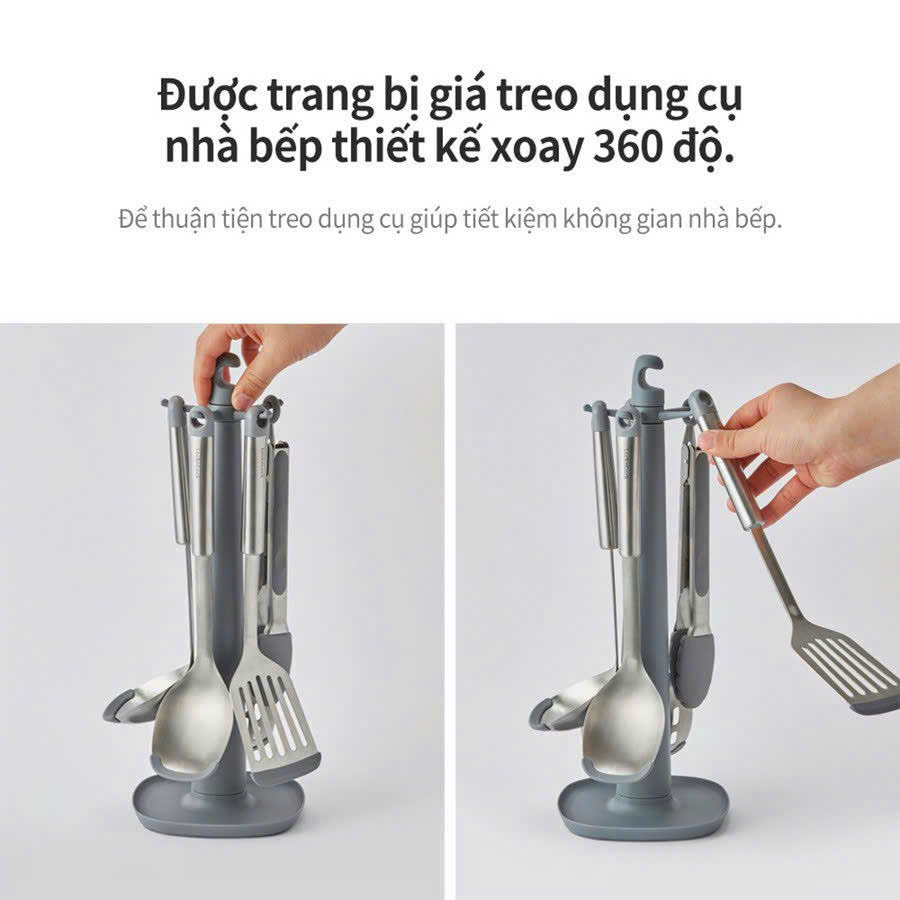 CKT330S01-Bộ dụng cụ nhà bếp 6 món Lock&Lock Kitchen Tools Set - màu xám