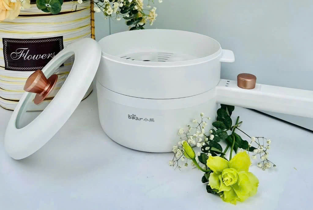 Nồi Lẩu Điện Đa Năng Hầm Cháo, Nấu Mì, Nồi Lẩu Mini Đa Năng, Chiên Rán, Quánh Nấu Cháo 1.6L Bear DRG-P16M2