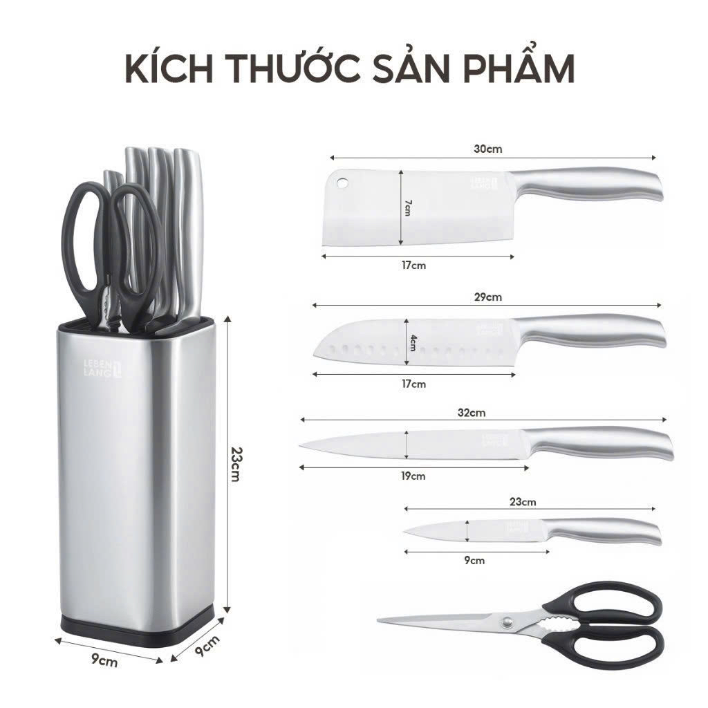 BỘ DAO 6 MÓN Lebenlang đúc liền khối!!!LBL1956